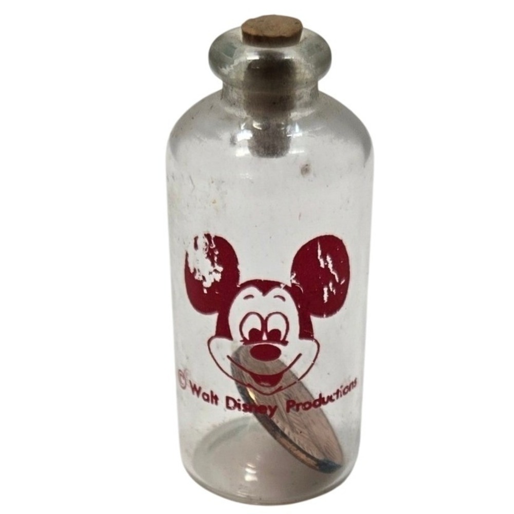 Vintage Walt Disney Productions Mickey Mouse Mini Bottle With 1973 Penny
